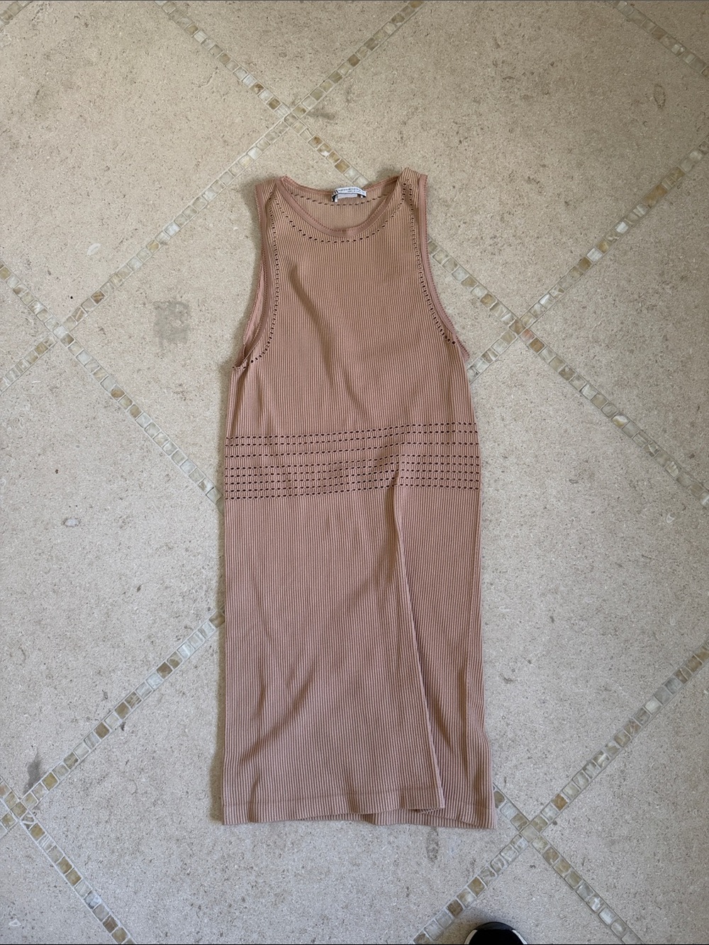 Sleeveless Ribbed Midi Dress in Dusty Rose by Zara